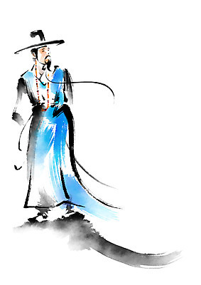 전신 PSD 한국문화 한국전통 전통 남자 일러스트 캘리그라피 한명 서기 성인 한복 양반 국내일러스트 갓모자 모자_잡화 1 동양문화 모션 전통소품 한국 사람 전통의상 신분 파일형식