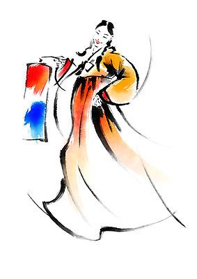 전신 PSD 한국문화 한국전통 전통 여자 일러스트 캘리그라피 한명 서기 들기 성인 춤 한복 청사초롱 국내일러스트 1 동양문화 모션 문화예술 한국 사람 전통의상 초롱 파일형식