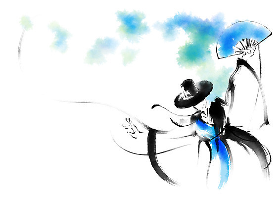 PSD 한국문화 한국전통 전통 남자 일러스트 캘리그라피 한명 손짓 성인 춤 부채 한복 양반 부채춤 국내일러스트 갓모자 모자_잡화 1 동양문화 모션 문화예술 전통소품 한국 사람 전통의상 전통공연 전통무용 신분 파일형식