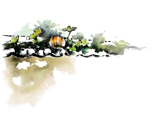 PSD 식물 한국문화 한국전통 전통 일러스트 캘리그라피 호박 지붕 기와 사람없음 시골 국내일러스트 동양문화 채소 한국 파일형식