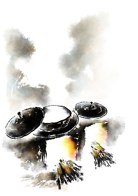 PSD 한국문화 한국전통 전통 일러스트 캘리그라피 사람없음 주방 가마솥 아궁이 부뚜막 솥뚜껑 국내일러스트 동양문화 한국 솥 파일형식