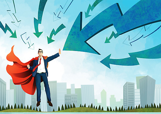 전신 PSD 남자 화살표 일러스트 한명 성인 비즈니스맨 수비 망토 하락 직원 영웅 빌딩숲 불황 경제불황 슈퍼히어로 인재 하락세 국내일러스트 1 컨셉 비즈니스 모션 사람 빌딩 경제 직장인 파일형식