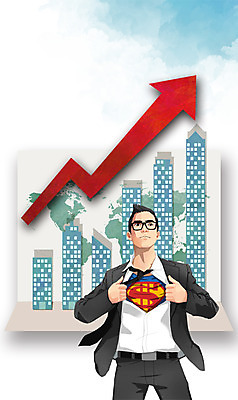 PSD 남자 화살표 일러스트 한명 빌딩 상반신 성인 비즈니스맨 상승 슈퍼맨 영웅 변신 슈퍼맨의상 슈퍼히어로 초능력 국내일러스트 1 옷 컨셉 비즈니스 사람 건물 직장인 파일형식