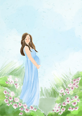 전신 PSD 식물 여자 꽃 일러스트 자연 한명 서기 웃음 성인 정원 산책 임산부 임신 국내일러스트 1 모션 휴식 표정 사람 생태계 파일형식