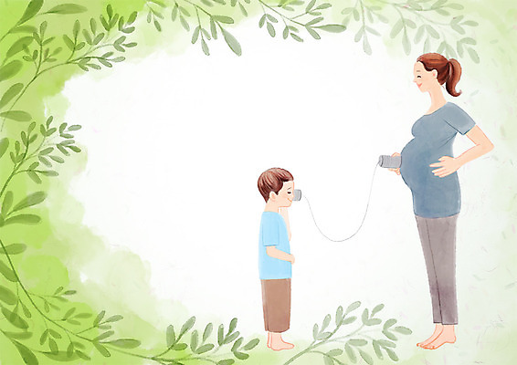 전신 PSD 식물 여자 남자 아들 어린이 일러스트 엄마 나뭇잎 성인 두명 임산부 임신 듣기 실전화기 태동 국내일러스트 잎 가족 모션 사람 파일형식