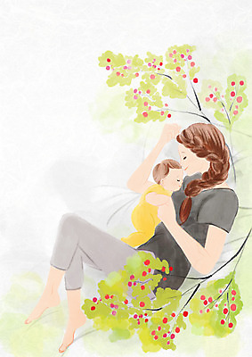 전신 PSD 식물 여자 남자 아들 일러스트 엄마 성인 두명 눕기 평화 육아 침대 아기 낮잠 국내일러스트 가구 컨셉 가족 모션 사람 잠 파일형식