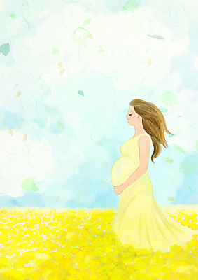 PSD 식물 여자 꽃잎 일러스트 자연 하늘 바람 한명 서기 웃음 초원 상반신 성인 임신 국내일러스트 자연요소 1 꽃 모션 날씨 표정 사람 생태계 파일형식