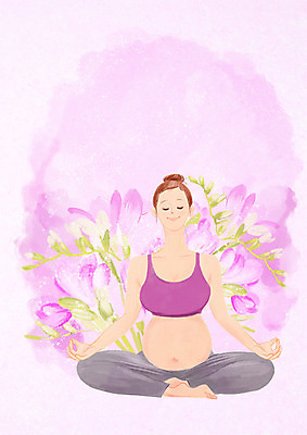 전신 PSD 식물 여자 꽃 분홍색 일러스트 요가 한명 웃음 앉기 성인 임산부 임신 태교 프리지어 국내일러스트 1 웰빙 컬러 모션 표정 사람 파일형식