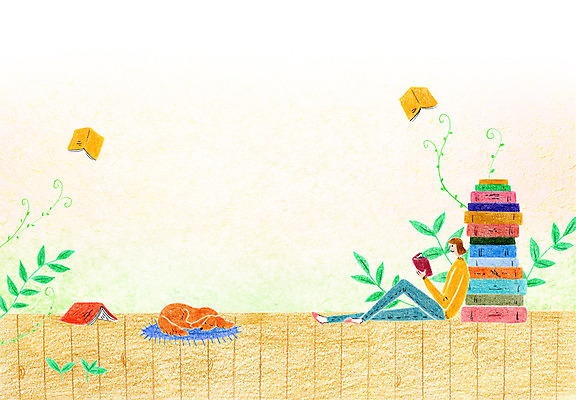 전신 PSD 여자 일러스트 휴식 나뭇잎 한명 앉기 성인 책 독서 기댐 카펫 강아지 낮잠 국내일러스트 1 컨셉 잎 모션 사람 반려동물 잠 개 파일형식