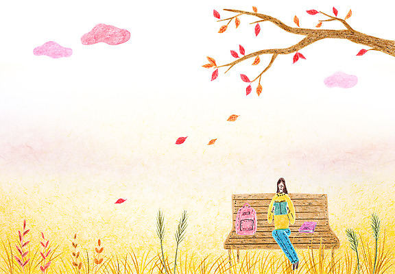 전신 PSD 나무 여학생 여자 벤치 가방 일러스트 청소년 나뭇잎 한명 앉기 책 독서 노을 국내일러스트 자연요소 식물 1 학생 잡화 잎 의자 모션 사람 파일형식