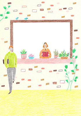 전신 PSD 응시 여자 남자 화분 일러스트 창문 청소년 조류 서기 웃음 상반신 두명 책 담장 독서 기댐 담쟁이덩굴 국내일러스트 동물 시선 모션 표정 사람 덩굴 파일형식