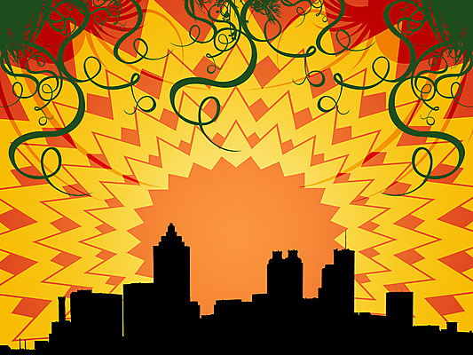 포토 JPG 해외이미지 식물 꽃 실루엣 일러스트 사람없음 햇빛 태양 광선 도시 타운 스카이라인 해외202004 해외포토 자연요소 촬영기법 파일형식 이미지허브