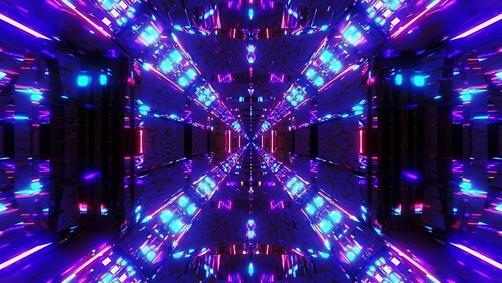 포토 JPG 해외이미지 디자인 백그라운드 일러스트 벽지 전등 미술 사람없음 그래픽 빨간색 파란색 반사 3D 보라색 복도 터널 해외202004 해외포토 길 컬러 문화예술 조명 디지털합성 파일형식 이미지허브