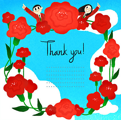 PSD 구름 여자 남자 일러스트 청소년 하늘 프레임 상반신 두명 화관 5월 카네이션 감사 프레임일러스트 국내일러스트 자연요소 꽃 감정 사람 날짜 파일형식