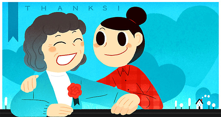 PSD 여자 딸 중년 일러스트 엄마 주택 상반신 성인 두명 손잡기 어버이날 5월 카네이션 감사 국내일러스트 기념일 꽃 감정 가족 모션 사람 건물 날짜 파일형식