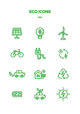 아이콘 전구 자동차 나뭇잎 주택 사람없음 세트 태양 새싹 자연보호 자전거 풍력에너지 플러그 전기에너지 라인아이콘 에코 웹아이콘 집열판 베터리 2D아이콘 AI파일 자연요소 식물 육상교통 잎 자연 건물 환경 바이크 에너지 그린에너지 보호 태양에너지 파일형식 벡터
