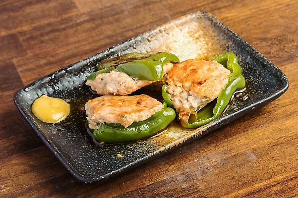 포토 JPG 접시 음식 고추 사람없음 동그랑땡 머스터드 일본음식 국내포토 식기 채소 소스_음식 전 파일형식