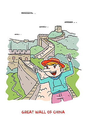 남자 여행 일러스트 한명 중국 브이 만리장성 국내일러스트 AI파일 1 아시아 사람 손짓 세계문화유산 성 파일형식 벡터