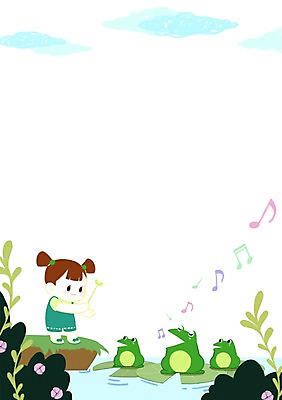 전신 PSD 여자 꽃 어린이 일러스트 노래 프레임 세마리 개구리 한명 소녀 봄 연못 연잎 지휘 합창 프레임일러스트 국내일러스트 식물 1 계절 음악 잎 3 양서류 사람 파일형식