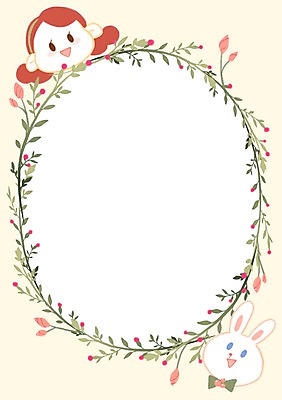 PSD 한마리 여자 어린이 일러스트 나뭇잎 프레임 한명 소녀 상반신 봄 토끼 꽃봉오리 꽃프레임 프레임일러스트 국내일러스트 1 계절 꽃 잎 포유류 사람 반려동물 파일형식
