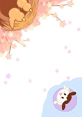 PSD 여자 꽃잎 어린이 일러스트 프레임 한명 서기 소녀 상반신 봄 올려보기 벚꽃 벚나무 둥지 낙화 아기새 프레임일러스트 국내일러스트 나무 1 계절 꽃 새끼 모션 조류 사람 파일형식