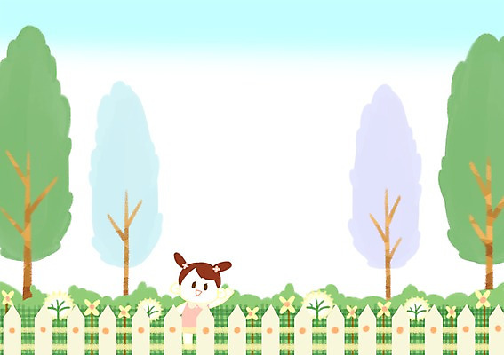 PSD 나무 여자 꽃 어린이 일러스트 프레임 한명 소녀 상반신 울타리 봄 손인사 프레임일러스트 국내일러스트 식물 1 계절 사람 담장 인사 파일형식