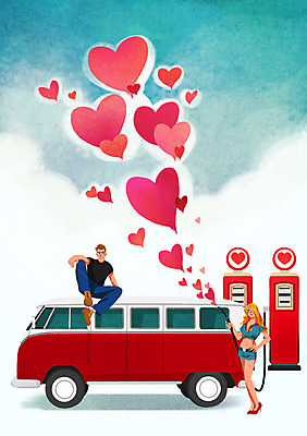 전신 PSD 커플 여자 남자 일러스트 서기 앉기 성인 두명 하트 주유기 주유소 미니버스 국내일러스트 모양 관계 모션 사람 기계 주유 파일형식