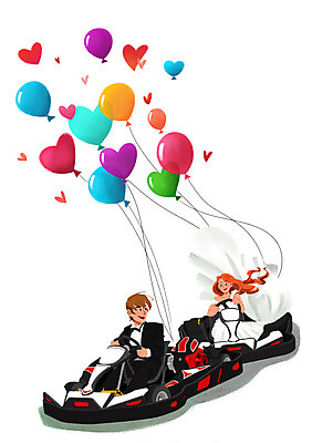 PSD 부부 커플 드레스 여자 남자 신부 웨딩드레스 신랑 일러스트 신혼부부 사랑 앉기 정장 턱시도 상반신 성인 두명 카트 운전 하트 승차 즐거움 하트풍선 풍선 국내일러스트 모양 옷 감정 결혼 관계 모션 사람 신혼 파일형식