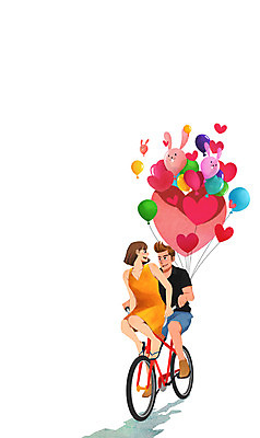 전신 PSD 부부 커플 여자 남자 신부 신랑 일러스트 신혼부부 웃음 앉기 성인 두명 자전거 하트 토끼 묘기 하트풍선 풍선 국내일러스트 모양 결혼 포유류 관계 모션 표정 사람 반려동물 바이크 신혼 파일형식