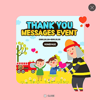 PSD 템플릿 여자 남자 어린이 웹템플릿 팝업 웹팝업 성인 세명 하트 소방관 감사 소방차 레이어팝업 이미지템플릿 모양 감정 자동차 사람 구조원 소방 파일형식