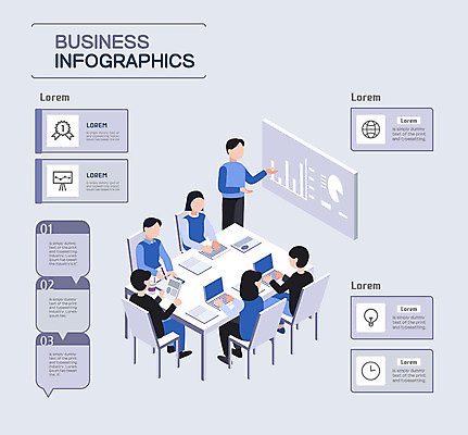 전신 여자 남자 시계 말풍선 일러스트 전구 회의 그래프 여러명 노트북 하이앵글 인포그래픽 비즈니스맨 비즈니스우먼 상패 프레젠테이션 회의실 얼굴없음 국내일러스트 AI파일 뷰포인트 다수 비즈니스 사람 전자제품 직장인 상_우승 파일형식 벡터