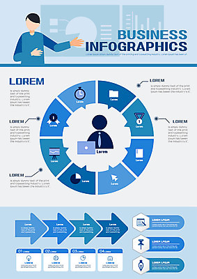 남자 화살표 시계 말풍선 일러스트 회의 그래프 한명 상반신 인포그래픽 비즈니스맨 원형 상패 프레젠테이션 회의자료 얼굴없음 국내일러스트 AI파일 도형 1 비즈니스 사람 자료 직장인 상_우승 파일형식 벡터