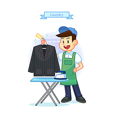 전신 남자 일러스트 한명 서기 사람 정장 성인 청결 다리미 다리미판 드라이크리닝 빨랫감 세탁소 국내일러스트 AI파일 1 옷 모션 가전제품 위생 빨래 파일형식 벡터