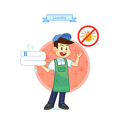 전신 남자 일러스트 한명 서기 들기 사람 성인 깨끗함 청결 이불 빨랫감 세탁소 진드기 국내일러스트 AI파일 1 컨셉 침구 모션 해충 위생 빨래 파일형식 벡터