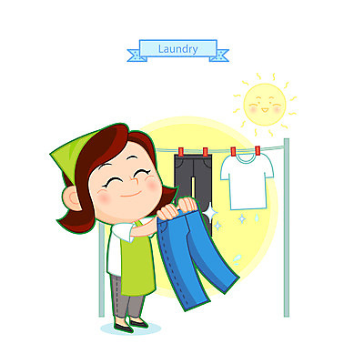 전신 여자 티셔츠 일러스트 바지 한명 서기 웃음 사람 성인 청결 빨래 빨래건조대 빨래널기 빨랫감 국내일러스트 AI파일 1 셔츠 가사 모션 하의 표정 위생 빨래대 파일형식 벡터