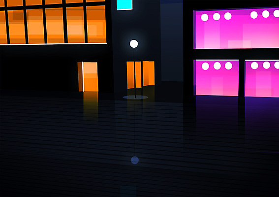 PSD 분홍색 야경 일러스트 빌딩 사람없음 건물 도시풍경 3D 계단 주황색 도시 국내일러스트 건축물 컬러 풍경 야간 디지털합성 파일형식 풍경_경치