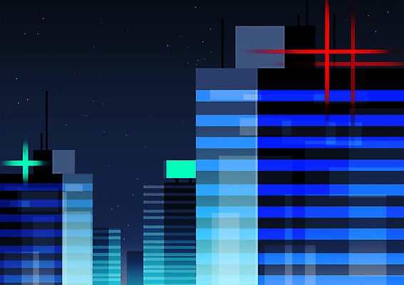 PSD 야경 일러스트 빌딩 사람없음 건물 빨간색 파란색 도시풍경 도시 국내일러스트 건축물 컬러 풍경 야간 파일형식 풍경_경치