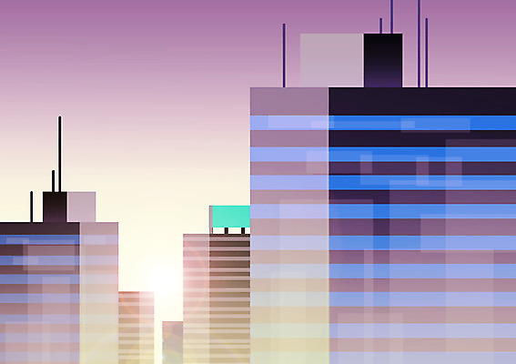 PSD 일러스트 풍경 빌딩 사람없음 건물 파란색 도시풍경 새벽 도시 국내일러스트 자연요소 건축물 컬러 파일형식