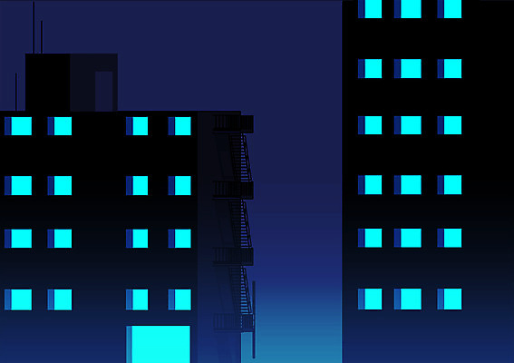 PSD 하늘색 야경 일러스트 빌딩 사람없음 건물 도시풍경 3D 도시 국내일러스트 건축물 풍경 파란색 야간 디지털합성 파일형식 풍경_경치