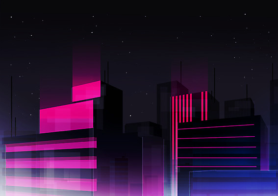 PSD 분홍색 야경 일러스트 빌딩 사람없음 건물 도시풍경 3D 도시 국내일러스트 건축물 컬러 풍경 야간 디지털합성 파일형식 풍경_경치
