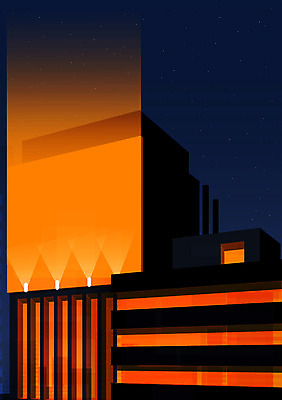 PSD 야경 일러스트 프레임 광고판 빌딩 사람없음 건물 도시풍경 3D 주황색 도시 국내일러스트 건축물 컬러 알림판 풍경 야간 디지털합성 판 파일형식 풍경_경치