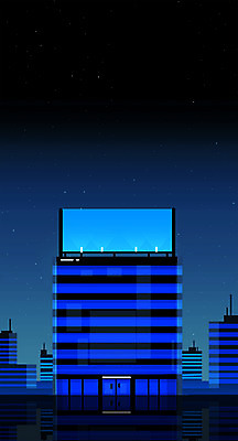 PSD 야경 일러스트 프레임 광고판 빌딩 사람없음 건물 파란색 도시풍경 도시 국내일러스트 건축물 컬러 알림판 풍경 야간 판 파일형식 풍경_경치