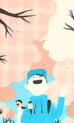 PSD 여자 남자 꽃잎 꽃 일러스트 이벤트 상반신 성인 두명 축제 올려보기 벚꽃 즐거움 꽃축제 낙화 벚꽃축제 지역축제 대한민국축제 국내일러스트 식물 감정 모션 사람 파일형식