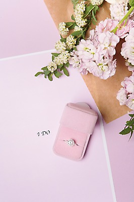 포토 JPG 꽃 결혼 백그라운드 프로포즈 사람없음 공백 오브젝트 결혼반지 결혼소품 반지케이스 카피스페이스 국내포토 식물 이벤트 반지 보관함 파일형식