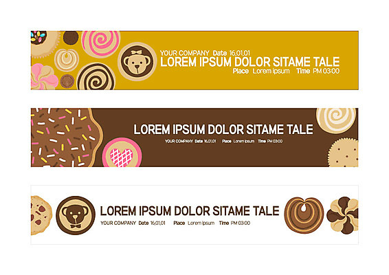템플릿 배너 배너템플릿 가로배너 디저트 사각프레임 사람없음 갈색 쿠키 현수막 도넛 배너세트 AI파일 음식 컬러 프레임 가로 세트 사각형 파일형식 벡터