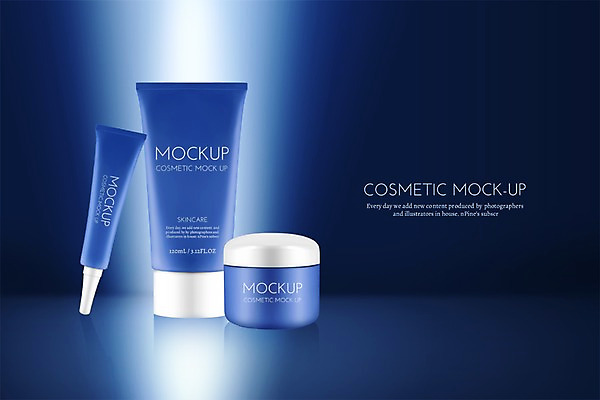 PSD 편집이미지 사람없음 파란색 뷰티 3D 화장품 용기 디지털합성 스킨 로션 스킨케어 보습크림 목업 편집3D 그릇 컬러 파일형식