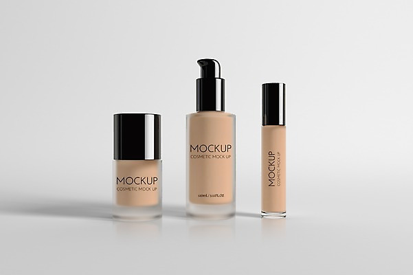 PSD 편집이미지 사람없음 뷰티 3D 화장품 용기 디지털합성 컨실러 파운데이션 목업 편집3D 그릇 파일형식