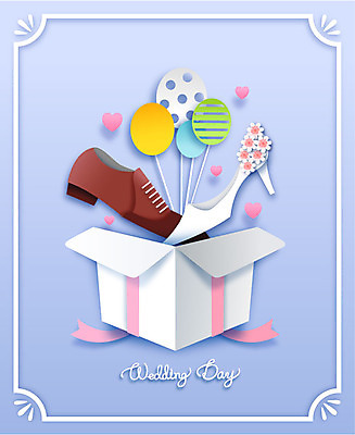 꽃 행복 한쌍 구두 결혼 일러스트 사람없음 선물상자 하트 페이퍼아트 보석 풍선 웨딩슈즈 국내일러스트 AI파일 모양 식물 감정 신발 선물 이벤트 상자 광석 결혼소품 파일형식 벡터