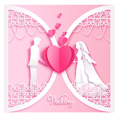여자 남자 실루엣 신부 분홍색 신랑 결혼 일러스트 성인 두명 신혼여행 하트 페이퍼아트 국내일러스트 AI파일 모양 컬러 촬영기법 사람 이벤트 파일형식 벡터