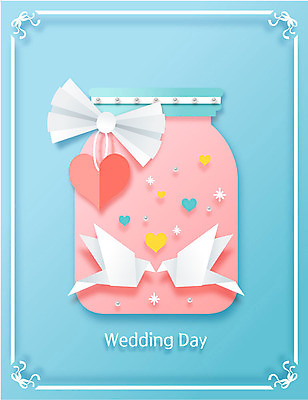 리본 한쌍 결혼 일러스트 유리병 사람없음 하트 페이퍼아트 보석 종이학 국내일러스트 AI파일 모양 병_용기 이벤트 광석 종이접기 파일형식 벡터